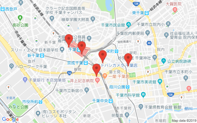 千葉駅の保険相談窓口のマップ